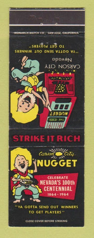 Matchbook Cover - Carson City Nugget Casino 1964 Carson City NV
