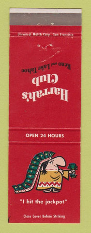 Matchbook Cover - Harrah's Club Reno NV Casino Lake Tahoe NV