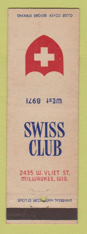 Matchbook Cover - Swiss Club Milwaukee WI
