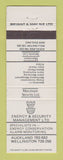 Matchbook Cover - Energy Security Management Auckland New Zealand Wellington