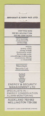 Matchbook Cover - Energy Security Management Auckland New Zealand Wellington