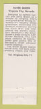 Matchbook Cover - Silver Queen Casino Virginia City NV girlie Full Length