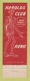 Matchbook Cover - Harolds Club Casino Reno NV 1960 GREEN