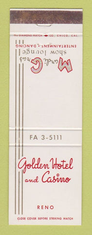 Matchbook Cover - Golden Hotel Casino Reno NV WEAR