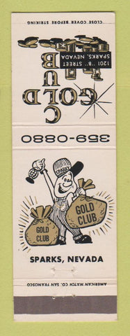 Matchbook Cover - Gold Club Casino Sparks NV