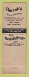 Matchbook Cover - Harrah's CAsino Reno Lake Tahoe NV WORN