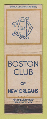 Matchbook Cover - Bostn Club of New Orleans LA WEAR