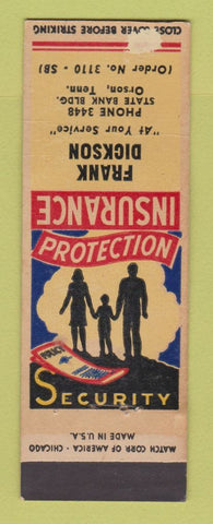 Matchbook Cover - Frank Dickson Insurance Orson TN SAMPLE POOR