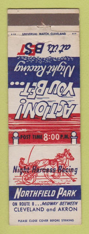 Matchbook Cover - Northfield Park Horse Harness Racing POOR BACK Cleveland area