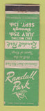Matchbook Cover - Randall Park Horse Racing Cleveland OH POOR