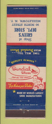 Matchbook Cover - Sundial Shoes Green's Department Store Middletown NY