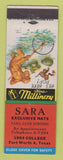 Matchbook Cover - Sara Hats Fort Worth TX