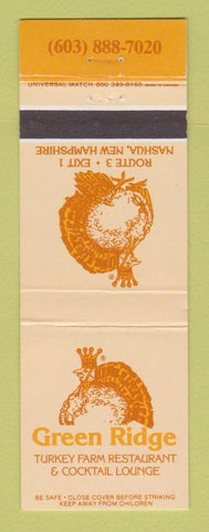 Matchbook Cover - Green Ridge Turkey Farm Restaurant Nashua NH