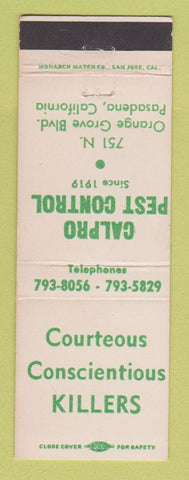 Matchbook Cover - Calpro Pest Control Pasadena CA