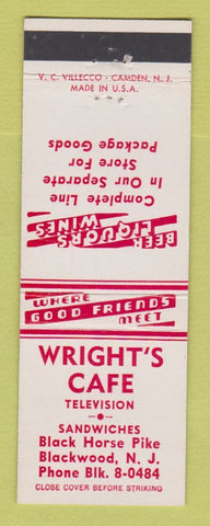Matchbook Cover - Wright's Cafe Blackwood NJ