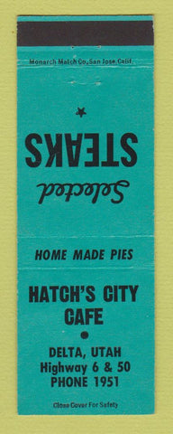 Matchbook Cover - Hatch's City Cafe Delta UT