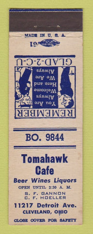 Matchbook Cover - Tomahawk Cafe Cleveland OH