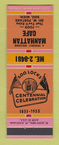 Matchbook Cover - Manhattan Cafe Sault Ste Marie MI 1955