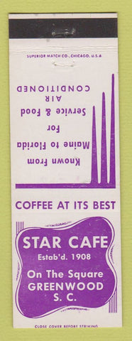 Matchbook Cover - Star Cafe Greenwood SC
