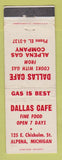 Matchbook Cover - Dallas Cafe Alpena MI WEAR