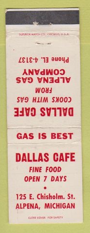 Matchbook Cover - Dallas Cafe Alpena MI WEAR