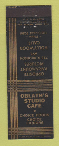 Matchbook Cover - Oblath's Studio Cafe Hollywood CA