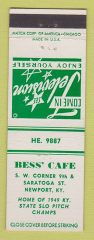 Matchbook Cover - Bess' Cafe Newport KY Softball Champs