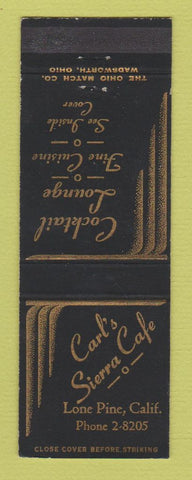 Matchbook Cover - Carl's Sierra Cafe Lone Pine CA