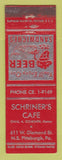 Matchbook Cover - Schriner's Cafe Pittsburgh PA