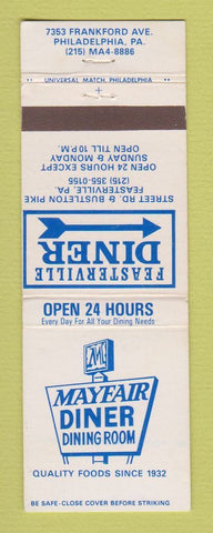 Matchbook Cover - Mayfair Diner Feasterville Philadelphia PA WEAR