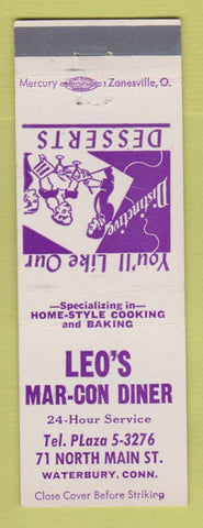 Matchbook Cover - Leo's Mar Con Diner Waterbury CT