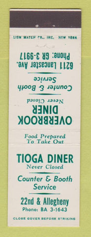 Matchbook Cover - Tioga Diner Overbrook  Diner Philadelphia PA