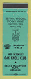 Matchbook Cover - Oak Knoll Club Oakland CA WEAR
