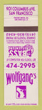 Matchbook Cover - Wolfgang's San Francisco CA