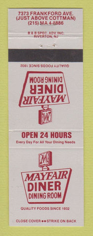 Matchbook Cover - Mayfair Diner Philadelphia PA