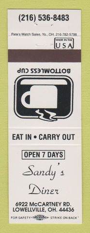 Matchbook Cover - Sandy's Diner Lowellville OH