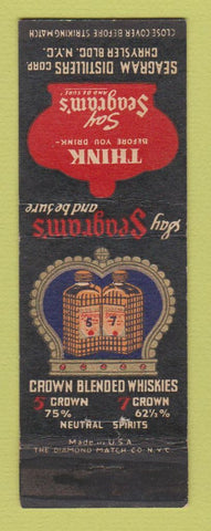 Matchbook Cover - Seagram's Whiskey Crown WORN