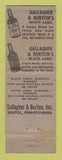 Matchbook Cover - Gallagher & Burton's Whiskey Liquor Bristol PA WEAR