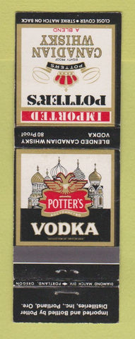 Matchbook Cover - Potter's Canadian Whiskey Vodka Portland OR