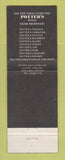 Matchbook Cover - Potter's Canadian Whiskey Vodka Portland OR
