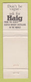 Matchbook Cover - HAig Scotch Whiskey South Africa WEAR