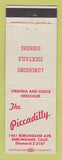 Matchbook Cover - Teh Piccadilly Restaurant Burlingame CA