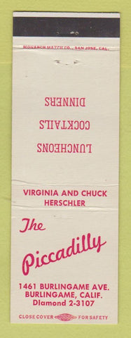 Matchbook Cover - Teh Piccadilly Restaurant Burlingame CA