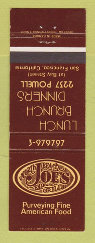 Matchbook Cover - Joe's Bar Grill San Francisco CA