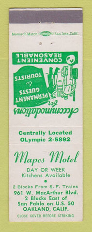 Matchbook Cover - Mapes Motel Oakland CA