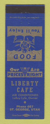 Matchbook Cover - Liberty Cafe St George UT