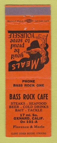 Matchbook Cover - Bass Rock Cafe Oxnard CA