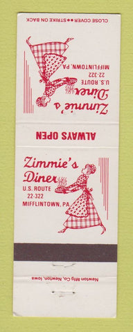 Matchbook Cover - Zimmie's Diner Mifflintown PA