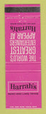 Matchbook Cover Harrah's Casino Lake Tahoe Reno NV Robert Goulet Kanny Kaye WEAR