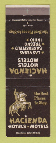 Matchbook Cover - Hacienda Hotels Motels Las Vegas NV Bakersfield Indio CA